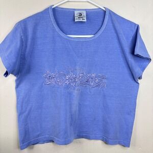 Authentic Pigment T-Shirt Womens Medium Blue Cotton Pensacola FL Embroidered